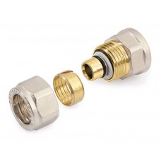 Vernikkelde rechte knelkoppeling x binnendraad 1"x25