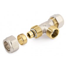 Vernikkeld T-stuk Knel x Buitendraad 1"x32