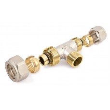 Vernikkeld T-stuk Verloop Knel x Buitendraad 20x16