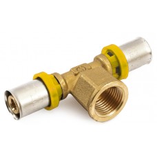 Gas - T-stuk Pers x Binnendraad 20x1/2"x20 Gas - T-stuk Pers x Binnendraad 20x1/2"x20