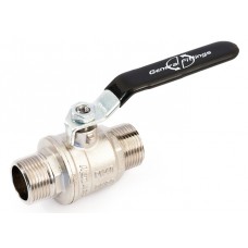 Buitendraad x Buitendraad kogelkraan met metalen hendel 1", vernikkelde messing 