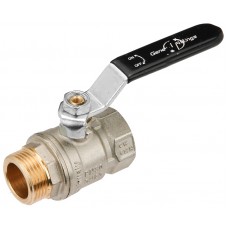 Binnendraad x Buitendraad kogelkraan met metalen hendel 1", vernikkelde messing 